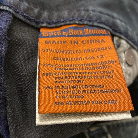 NWT Ladies Rock Revival Gia Flare 8 inch rise Black over dyed denim mul sizes - Picture 6 of 7